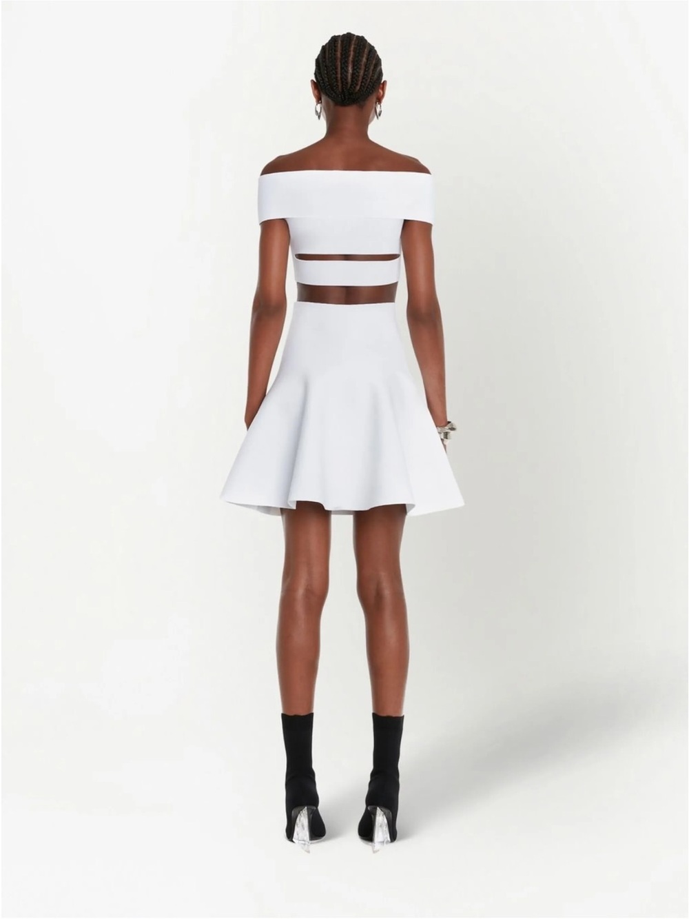 Alexander McQueen White Sculpted Fit-and-Flare Mini Dress - Picture 5 of 7